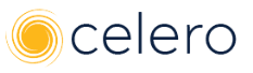 A blue and white logo of the word celeste